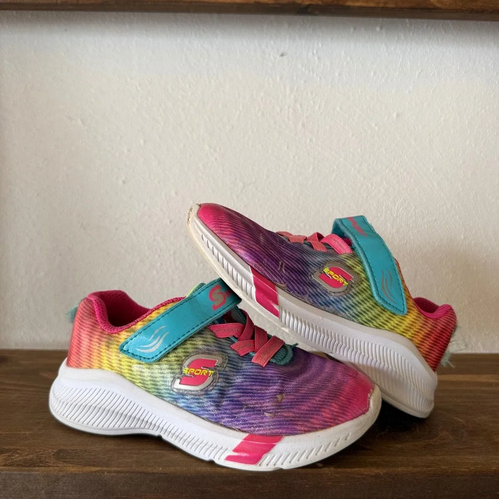Lot of 2 Kids Sneakers Size 11 New Balance 530 & Skechers Sport Rainbow Shoes